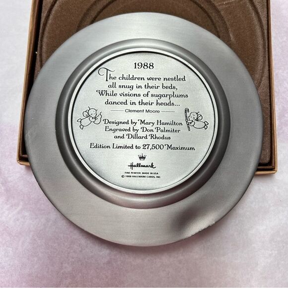 Vintage 1988 Hallmark Visions of Sugarplums Pewter Plate Ltd  Edition in Box 6" - Picture 3 of 8